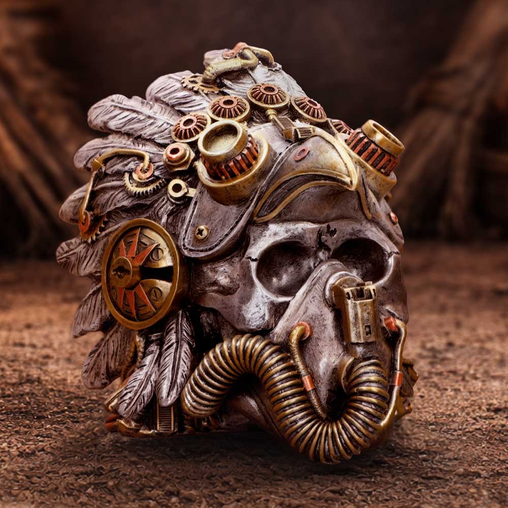 Steampunk Feather Skull 15.7cm