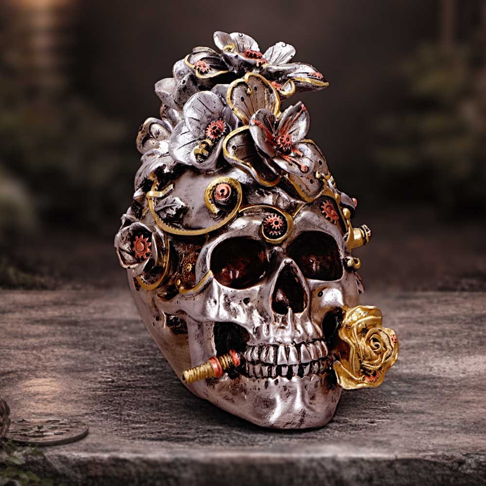 Clockwork Bloom Steampunk Skull 16cm