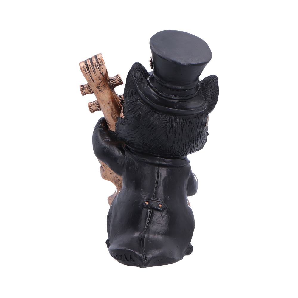 Steampunk Black Cat Playing Cello Figurine 10cm