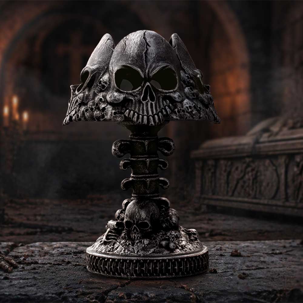 Gothic Skull Lamp Silver 22.6cm
