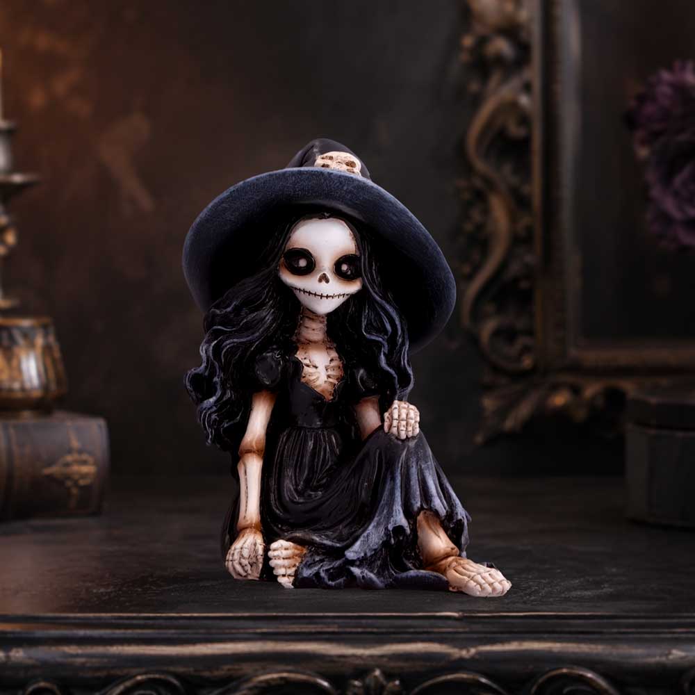 Skeleton Witch Girl Sitting 8.8cm